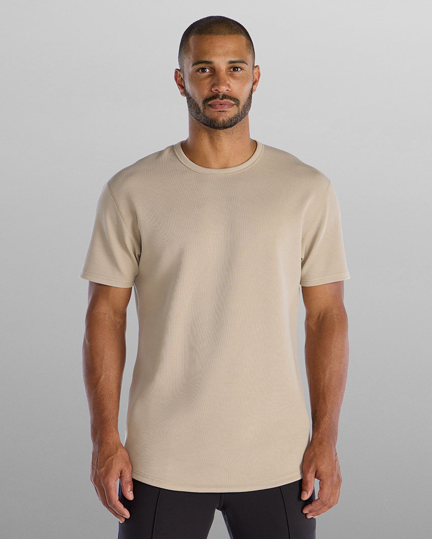 Micro Rib Short Sleeve Drop-Cut