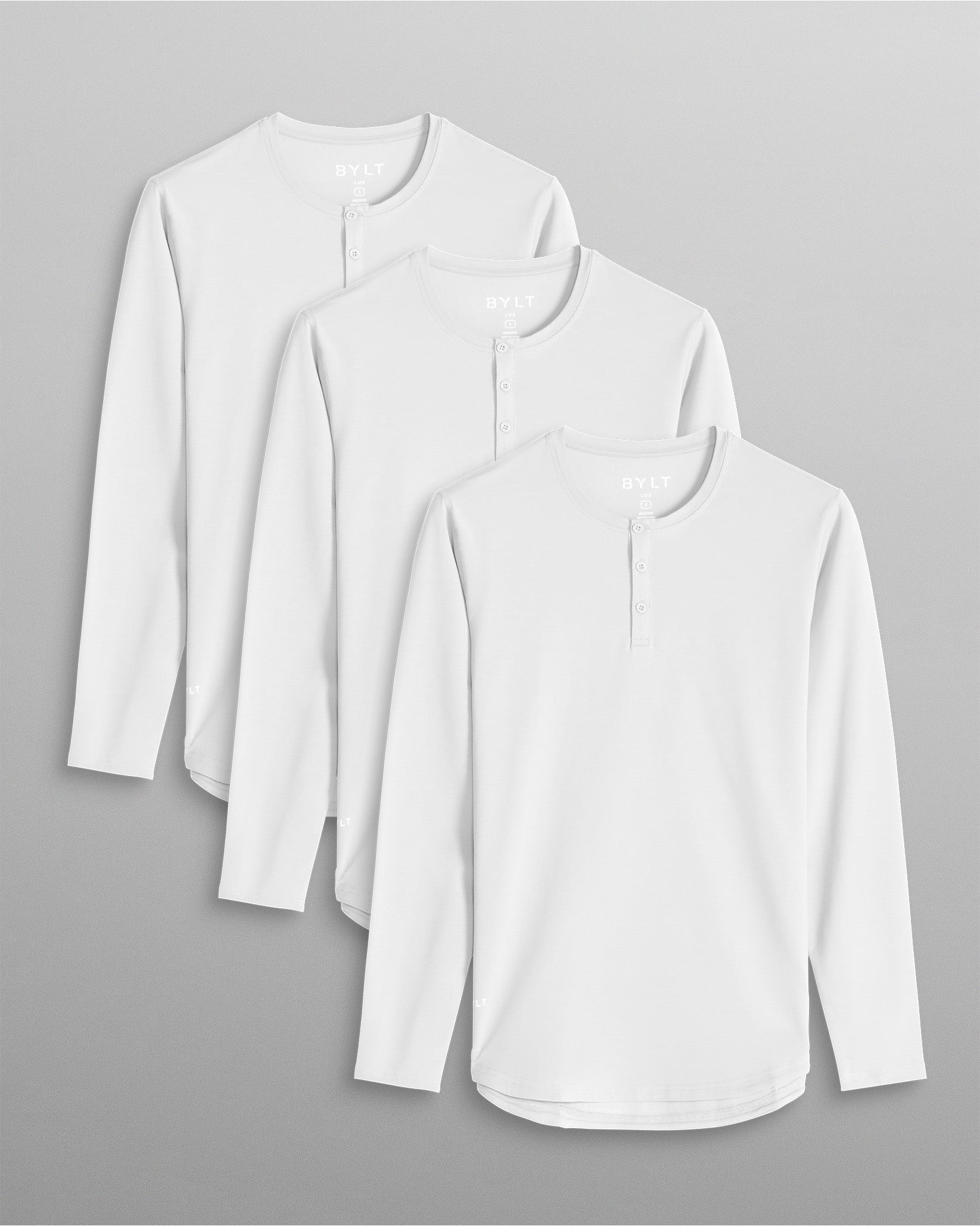 3-Pack - Henley Drop-Cut Long Sleeve: LUX